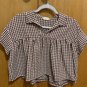 Altar’d State Medium Women’s Collared Plaid Top